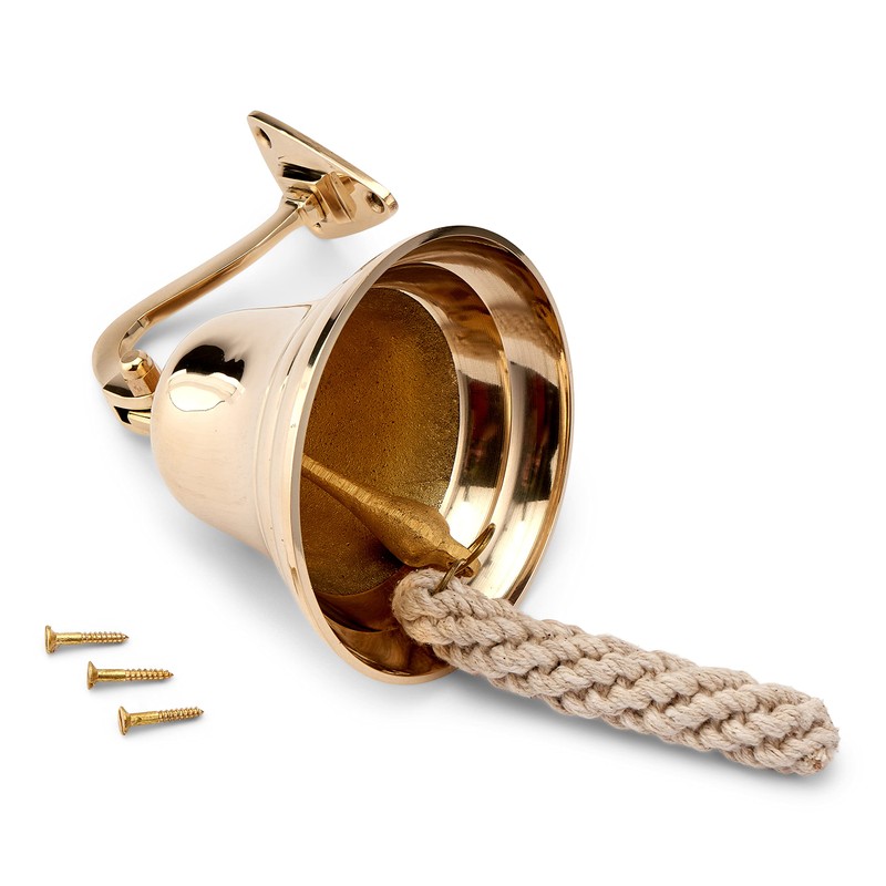 NKlaus 11575 Ship Bell Brass Gold with Wall Bracket and