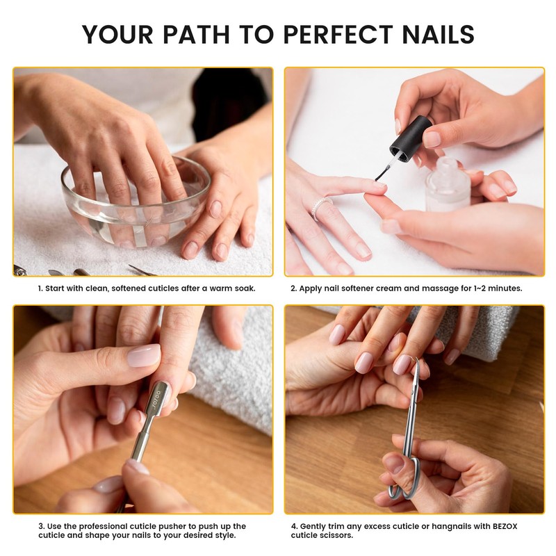 BEZOX Precision Curved Tip Cuticle Scissors - Sharp Scissors for