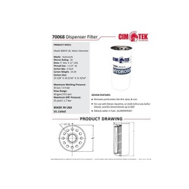 CIM-TEK 70068- 800-HS30- Hydrosorb Water Detection Filter with 30 Micron Diesel