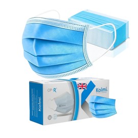 Premium Disposable Face Masks 100 Pack, Blue, 3-Ply Type IIR General Use Masks with Elastic Ear Loops, Breathable Triple Layer Protection for Men & Women