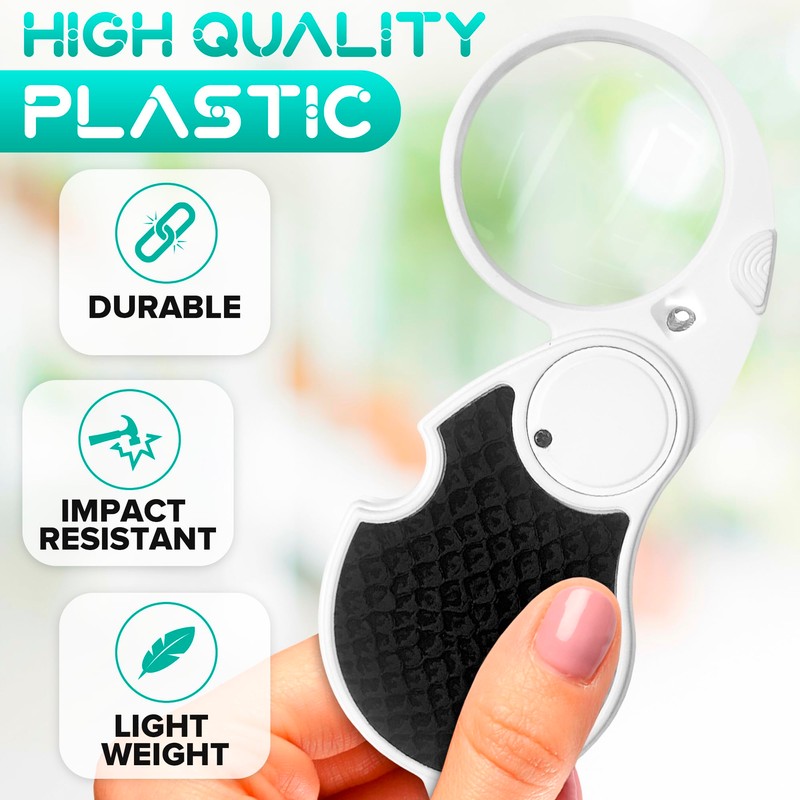 Pocket Magnifying Glass Keychain with Light – Folding Keychain Magnifier
