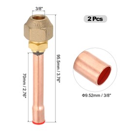 sourcing map 3/8" SAE 45 Degree Brass Pipe Fitting, 2 Pcs Flare Connector Male Thread Adapter with Brass Nut and Copper Tube for Air Conditioner HVAC Refrigeration