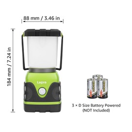 Lepro 1500LM Battery Powered LED Camping Lantern, Waterproof Tent Light with 4 Light Modes, Camping Essentials, Portable Lantern Flashlight for Camping, Emergency Light, Power Outage, Not Rechargeable