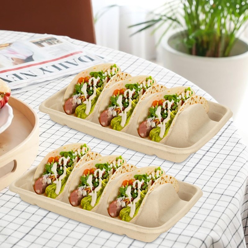 CertBuy 100 Pack Disposable Taco Holders for Party, Premium Disposable