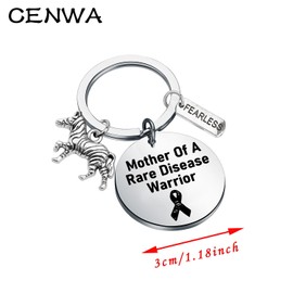 CENWA Mom Of Warrior Gift Mother Of A Rare Disease Warrior Keychain Mother Of Warrior Gift Zebra Ribbon Rare Disease Gift (Rare Disease k EU)