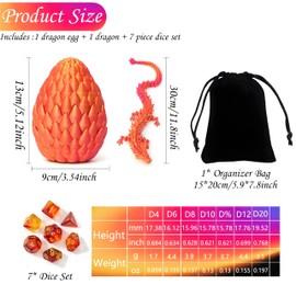 DND Dice Set, 7pcs Polyhedral Dice with 3D Dragon Egg Shell, Portable Dungeons and Dragons Dice with Organizer Bag for RPG/MTG (Blue&Green)