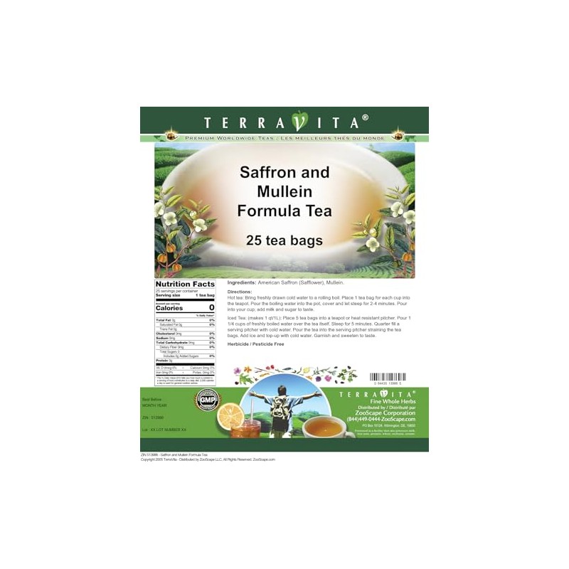 Saffron and Mullein Formula Tea (25 tea bags, ZIN: 513986)