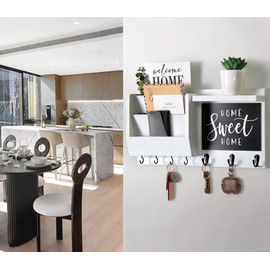 Ziivita Key Holder for Wall - Mail Holder Organizer Wall Mount with Shelf - Hanging Key Rack Hanger with Hooks Decorative for Home Coat Letter Dog Leash Entryway Living Room Decor