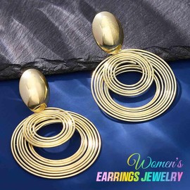 Atigy Golden Spiral Circle Earrings Boho Circle Earrings Vintage Large Round Earrings for Women, Unit size, Alloy Steel, No Gemstone