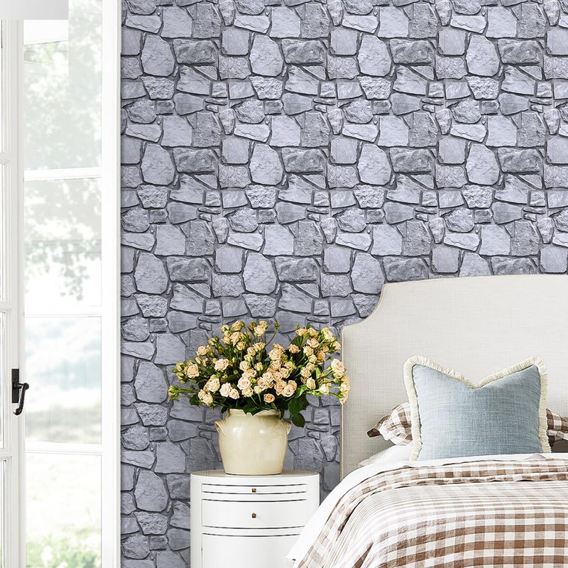 COMSTICKC 3D Faux Stone Wall Panel,Peel and Stick Stone Tiles,10