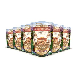 Organic Chocolate Chip Pancake and Waffle Mix by Birch Benders, Whole Grain, Non-GMO, Just Add Water, 96 Ounce Family Pack (16oz 6-pack)