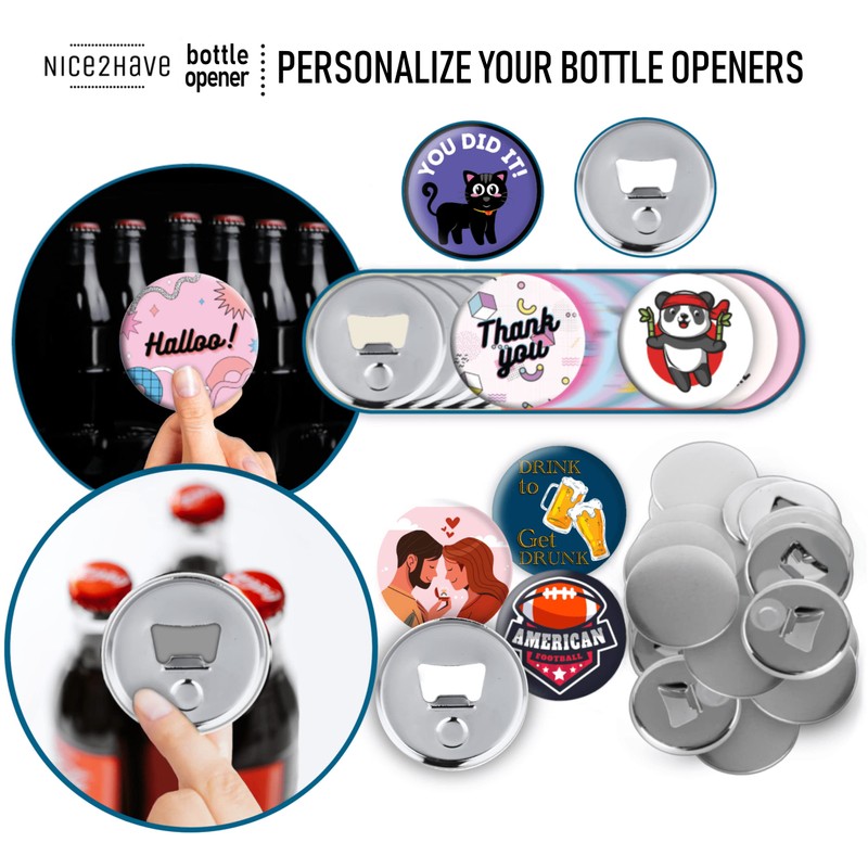 Nice2Have 25 Sets of Bottle Opener Buttons 2.25 inch (58mm)