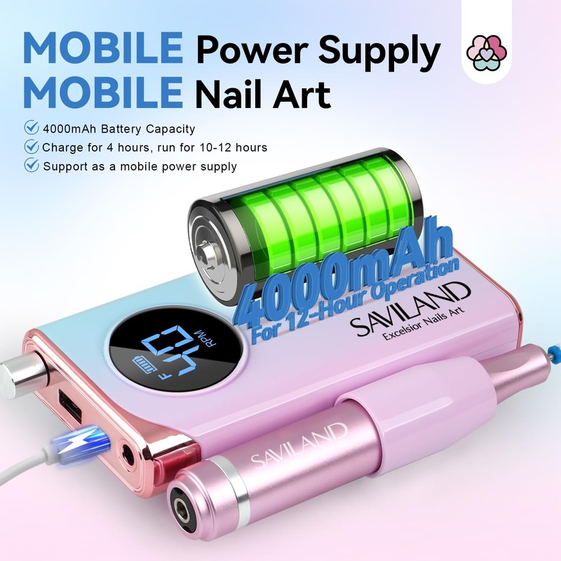 SAVILAND Nail Drill & Cuticle Remover and Cuticle Oil Kit