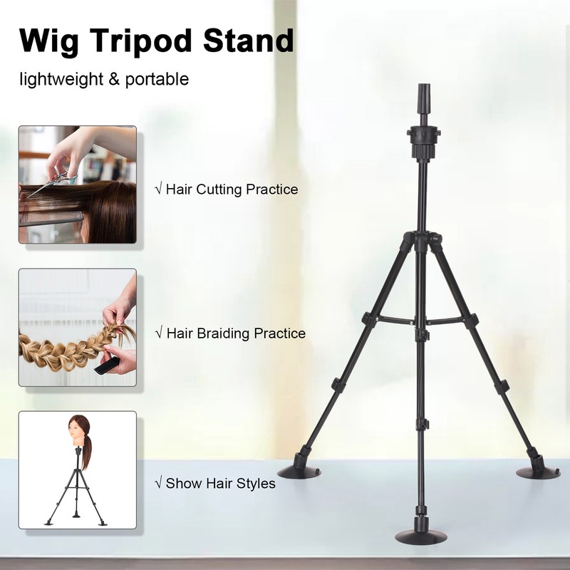 Wig Stand Plastic Aluminum Adjustable Height Mannequin Head Stand for