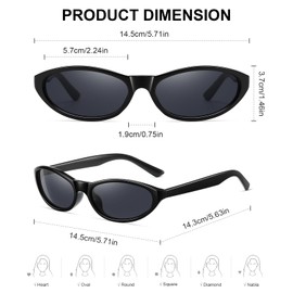 CHAOSELF Oval Retro Futurism Sunglasses for Women Men Classic Vintage Cat Eye Sunglasses Womens Lightweight Trendy Shades UV400 Protection Lens