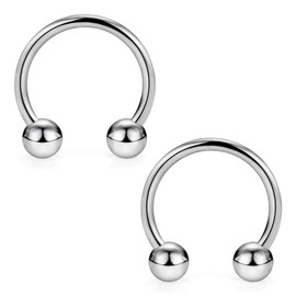 CIZME 2pcs Titanium Horseshoe Nose Lip Ring 18G 8/10/12mm Hoop Septum Tragus Helix Cartilage Earring Piercing