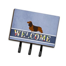 Caroline's Treasures BB8287TH68 Longhaired Dachshund Welcome Leash or Key Holder, Triple, Multicolor