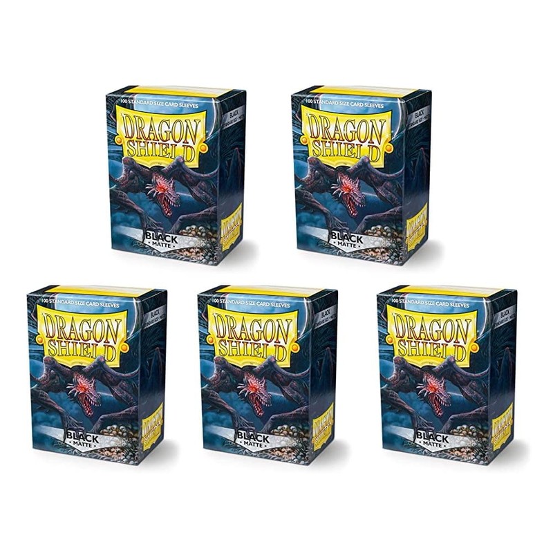 5 Packs Dragon Shield Matte Black Standard Size 100 ct