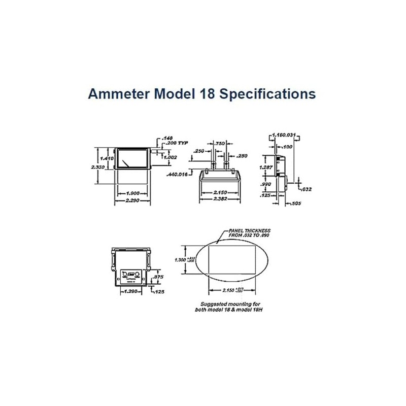 30 Amp Meter for Battery Chargers, Snap-in Mount (PR18-30)
