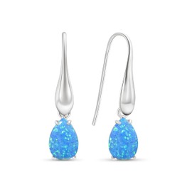 Blue Opal Earrings in 925 Sterling Silver - 30mm Length with 7x10mm Teardrop - Blue Opal Earrings for Women Sterling Silver - Perfect for Gifting and Everyday Wear