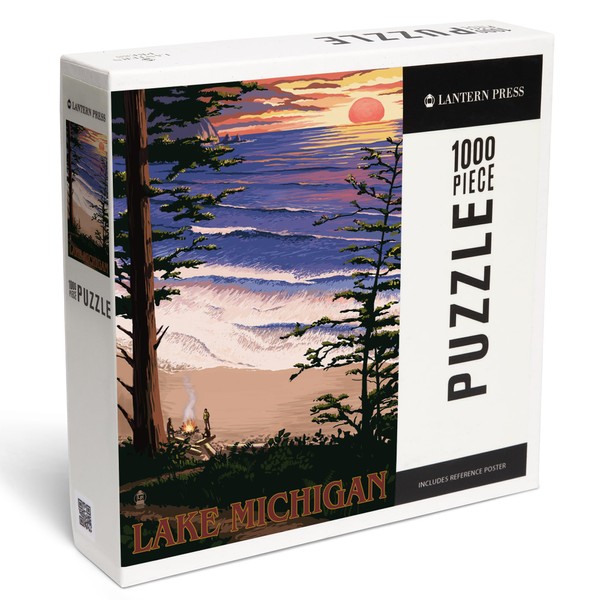 Lantern Press 1000 Piece Jigsaw Puzzle, Lake Michigan, Sunset on