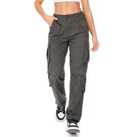 Jawtut Womens Cargo Pants Army Combat Work Pants with 8 Pockets Casual Cotton Ripstop Construction Pants (2083 Grey 16)