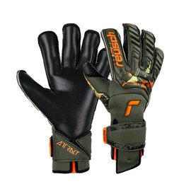 Reusch Attrakt Duo Evolution AdaptiveFlex Goalkeeper Gloves, Desert Green/Shocking Orange/Black, Size 7