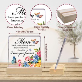 Thank You For Being Such An Important Desk Decor, Mom Gifts from Daughter Son, Butterfly Decorative Acrylic Desk Plaque Sign, Birthday Mother's Day Thanksgiving Appreciation Gift for Mom-A08