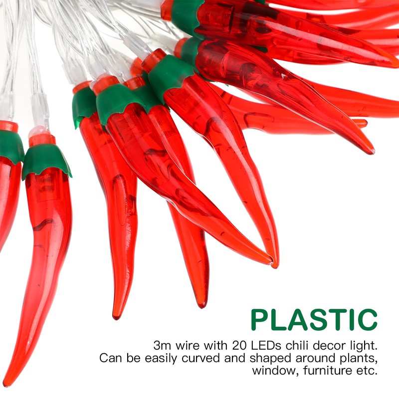 OSALADI LED Red Chili Pepper Lights,Red Pepper Light String,Battery Operated