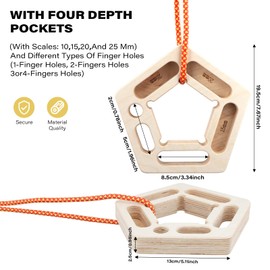UPROZIL Fingerboard Rock Climbing Hangboard Set of 2, Portable Wooden Hangboard Climbing Rings Double Sided Grip Trainer with Ropes for Indoor Outdoor Finger Strength Training and Bouldering