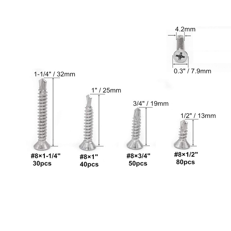 Stainless Steel Screws Drill Screws Tapping Screws M4.2 x 13mm/19mm/25mm/32mm