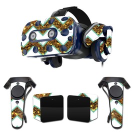MightySkins Skin Compatible with HTC Vive Pro VR Headset - Glitzy Chevron | Protective, Durable, and Unique Vinyl Decal wrap Cover | Easy to Apply, Remove, and Change Styles | Made in The USA