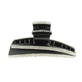 Extra Sparkly Women Girls Crystal Diamante Rhinestone Gems Bridal Wedding Evening Party Styling Fine Thin Hair Accessories Butterfly Claw Jaw Clip Octopus Clamp Grip 9cm Acute Angle (Black)