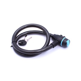 Bicycle Cable Lock, 85 cm Length, 15 mm Thick Steel Cable with PVC Cover, 2 Keys, Black