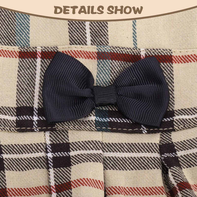 PUPTECK Classic Plaid Dog Dress Cute Puppy Clothes Outfit Medium