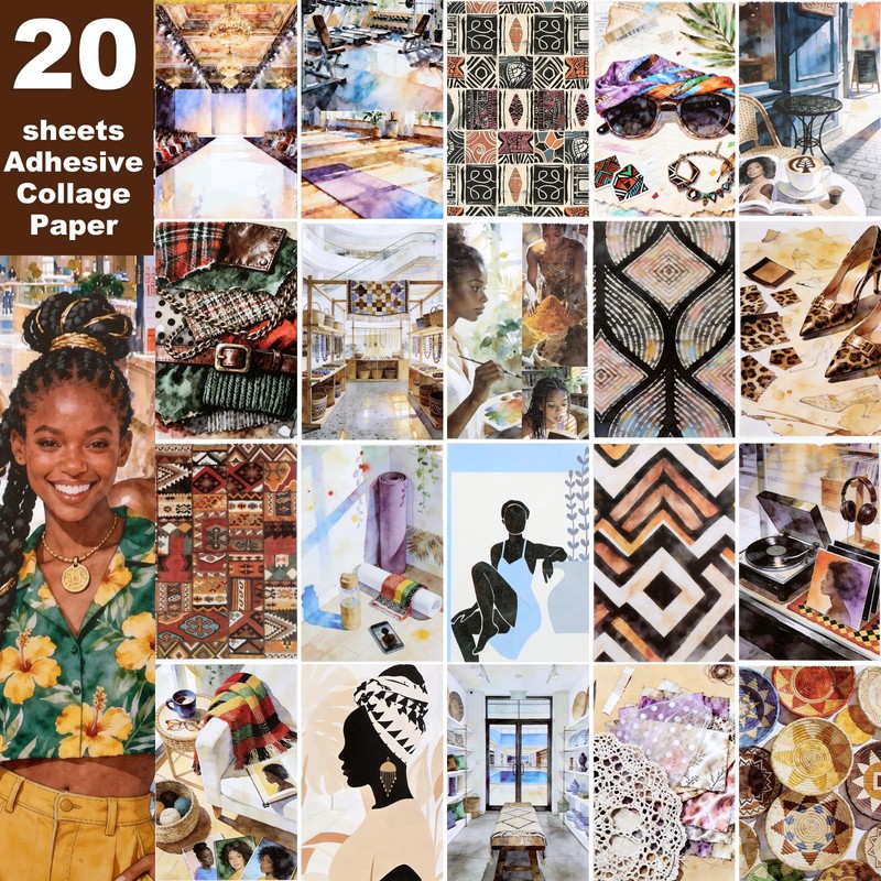 Auguro Black Girls Scrapbooking Stickers 400 Pre-Cut Washi Stickers