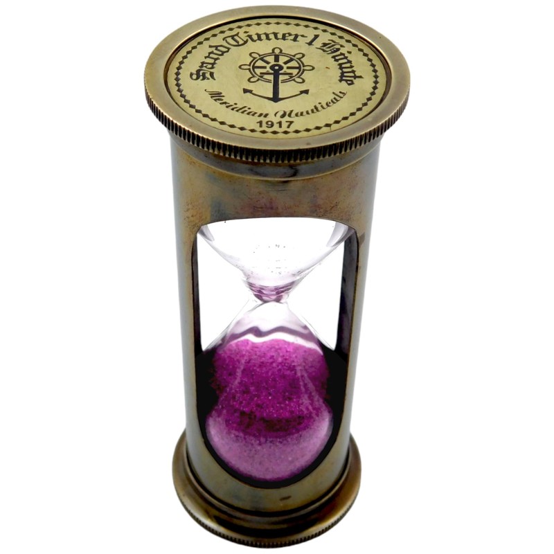 Meridian Nauticals- Vintage Solid Brass sand timer brown antique finish