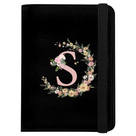 GABraden Cute Passport Holder and Holder Combo Passport Cover with RFID Blocking Women Men Compatible Wallet Credit Card Protector（Initial Monogram-S）