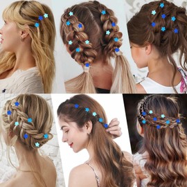 Atoden Mini Flower Hair Clips Small 50Pcs Cute Tiny Claw Clips for Bangs Thin Fine Hair Barrettes Decorative Floral Hair Accessories for Women Girls Teens (Blue)