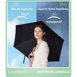 UVANTI Umbrella Small Mini Umbrella with Case - Light Folding Compact Travel Umbrella Lightweight Portable Parasol for Backpack Purse - Sun & Rain Pocket UV Umbrellas for Kids Girls Boys Women