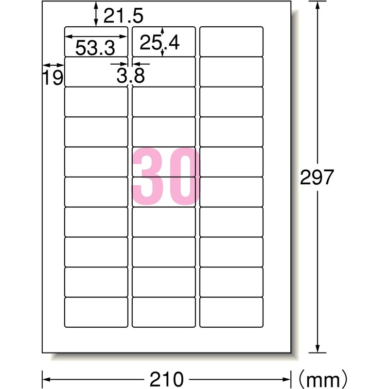 エーワン レーザープリンタラベル 紙ラベル A4判 30面四辺余白付 100シート(3000枚) 31146