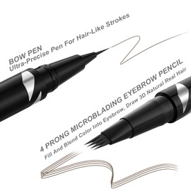 LAVONE Eyebrow Pen,2-IN-1 Dual-ended Waterproof Eyebrow Pencil,with 4 Tip Microblading Eyebrow Pen and Ultra-Precise Brow Pencil,Dual-ended Eyebrow Brush,for Natural Looking-Dark Brunette