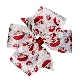 Santa Pinwheel Hair Bow 4" Red, White, & Silver