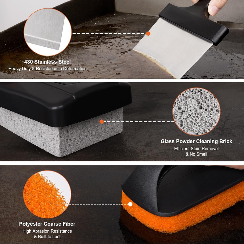SHINESTAR Griddle Cleaning Kit for Blackstone, 12-Piece Flat Top Grill