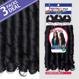 FreeTress Crochet Braids 3X French Curl 22" (pack of 3, 1B)
