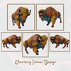 AMAJY Rustic Colorful Resin Bison Figurine – Majestic American Bison