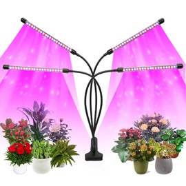 Felibeaco Plant Grow Light Indoor ,4 Head LED Growing Lamp for Indoor Plants, 80W Full Spectrum Plant Lights with Auto ON/Off Timer, 10 Dimmable Brightness ,360° Flexible Gooseneck, 3 Switch Modes