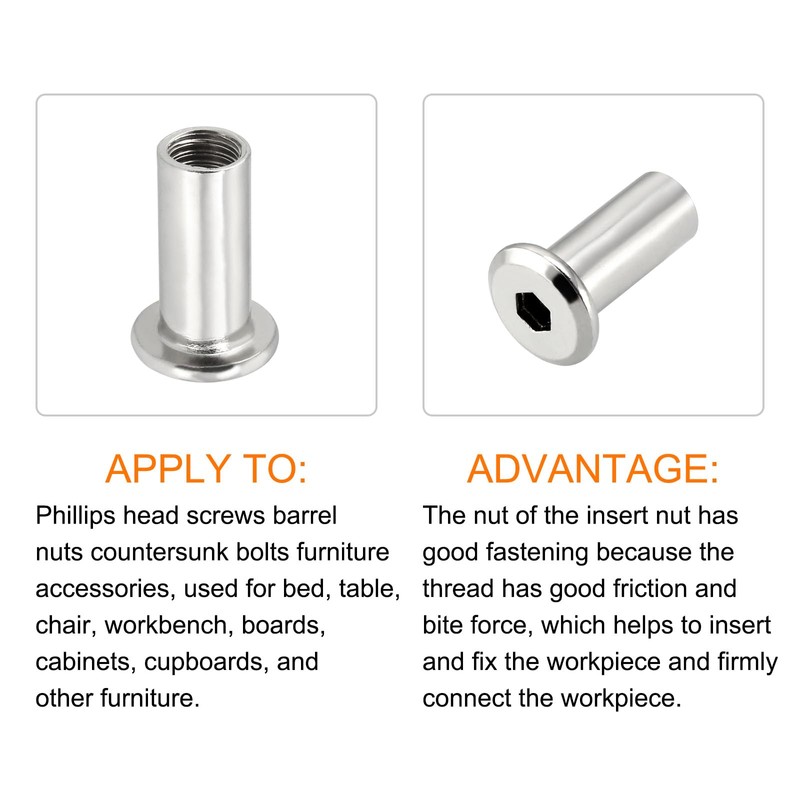 METALLIXITY 10pcs Rivet Hex Socket Head Nuts (M8x20mm) Nickel Plated