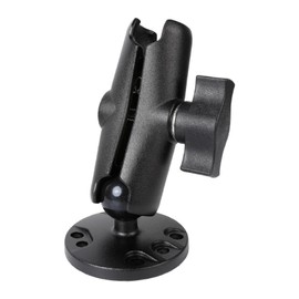 FPN 1" Ball Double Socket Arm with AMPS Hole Round Plate Base, Aluminum Alloy Arm&Drill Base, Compatible with RAM Mounts 1 Inch Ball Components, for Bike Car Motorcycle Phone Mount (4.53" Length)