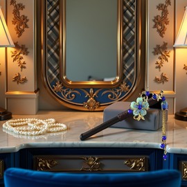 Blue Retro Vintage Flower Hair Stick - Wooden Hairpin with Tassel, Hair Securing for Wedding, Hairdressing, Hair Accessories for Adult Women Hair Care Beauty and Personal Care